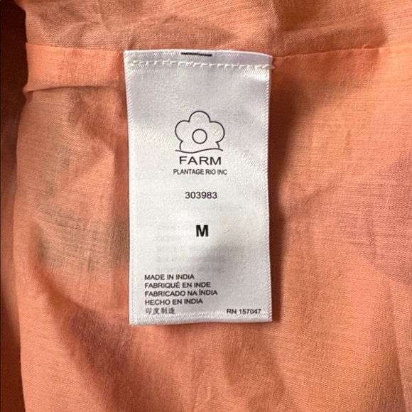 NWT Farm Rio Peach Amulet Midi-Dress Women’s Medium Lace-Trim Cotton Tropical - Picture 12 of 13